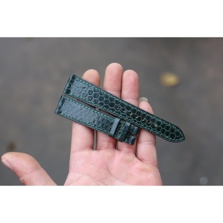 Dây da đồng hồ handmade da rắn biển xanh lá đậm