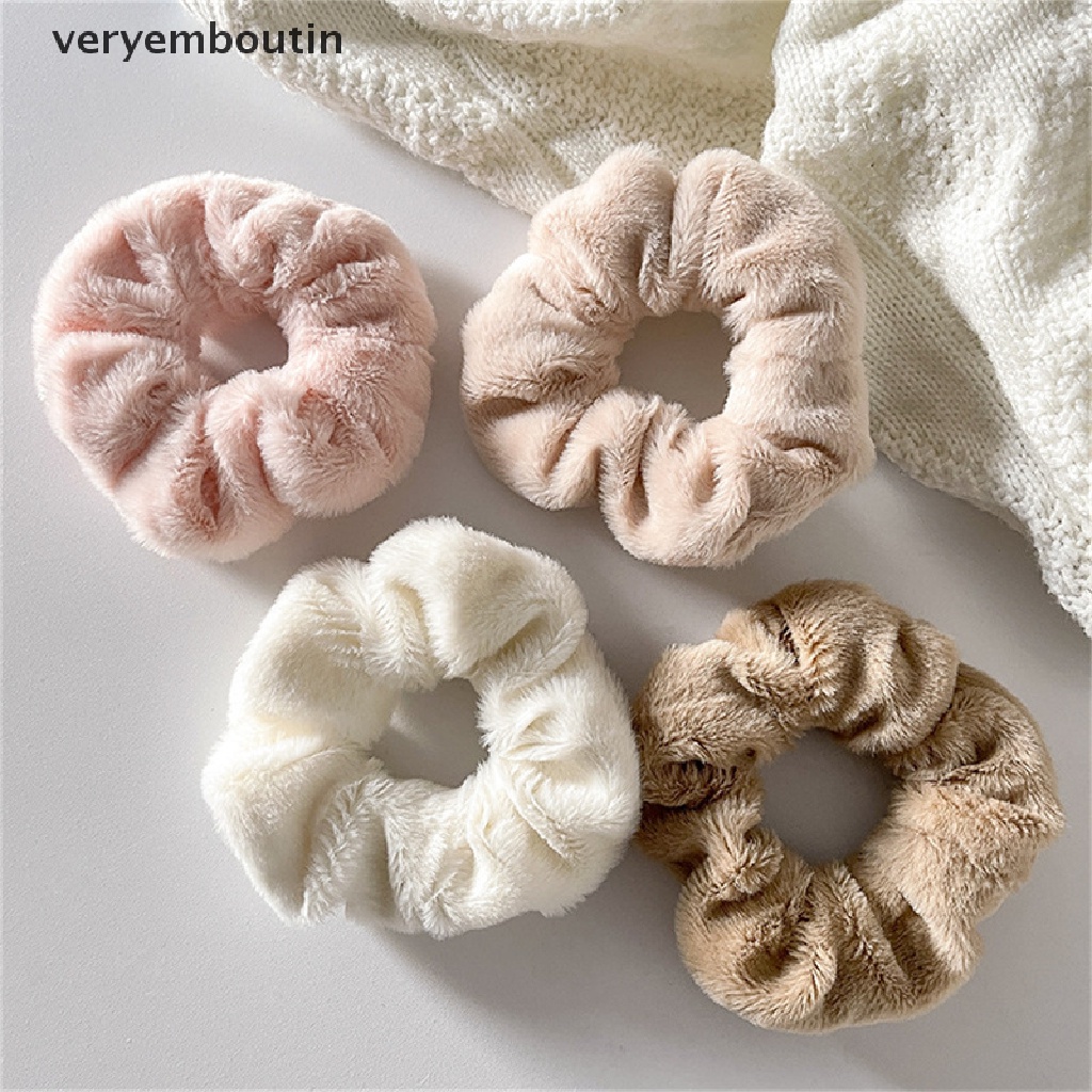 Dây Buộc Tóc Cao Su Bọc Vải Lông Mềm Co Giãn Nhiều Màu Ấm Áp Mùa Đông Cho Nữ