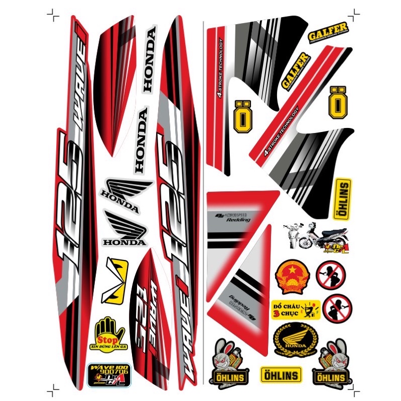 Tem rời Wave a 50 - 100 cc Đời 2006-2016 Mẫu 125i Phiên Bản Các Màu 900706