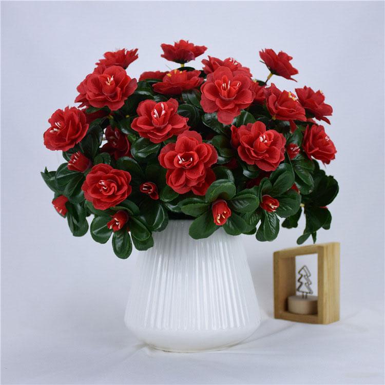 Cành hoa đỗ quyên 21 đầu hoa VI108 (bông lụa, cao 34cm), hoa giả trang trí