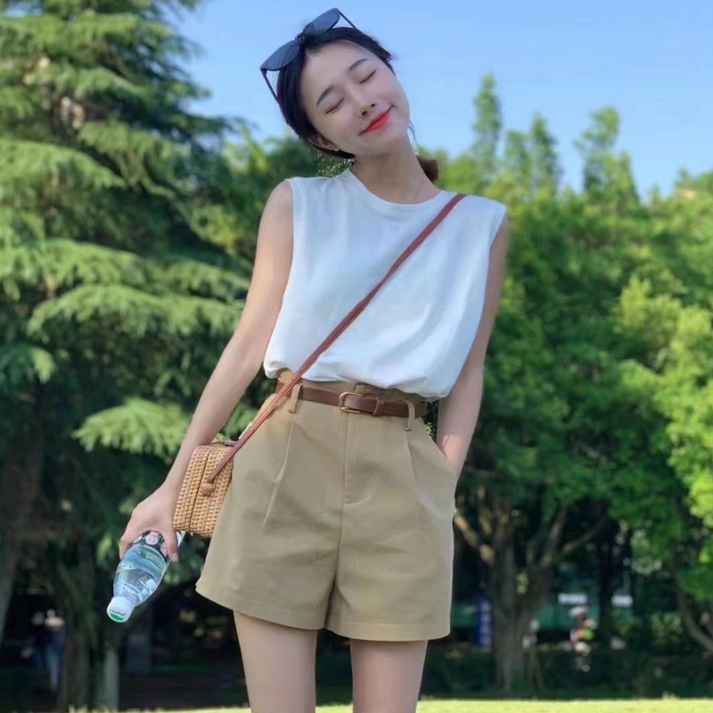Bộ Đồ Hai Mảnh Áo Sát Nách Phối Quần Dài Kiểu Pháp Thời Trang Mùa Hè Đa Năng Chất Lượng Cao