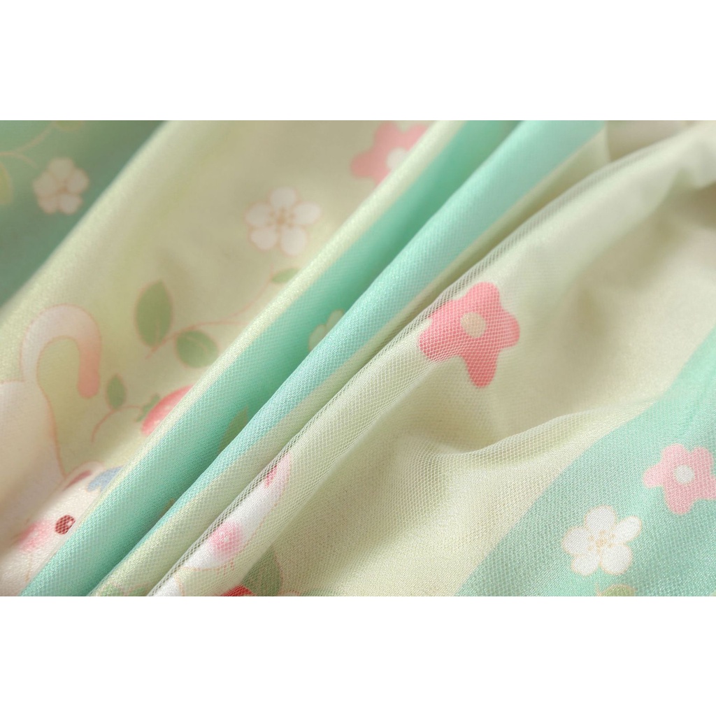 Đầm Hán phục BCBL không tay họa tiết mèo trăng tròn cho bé gái