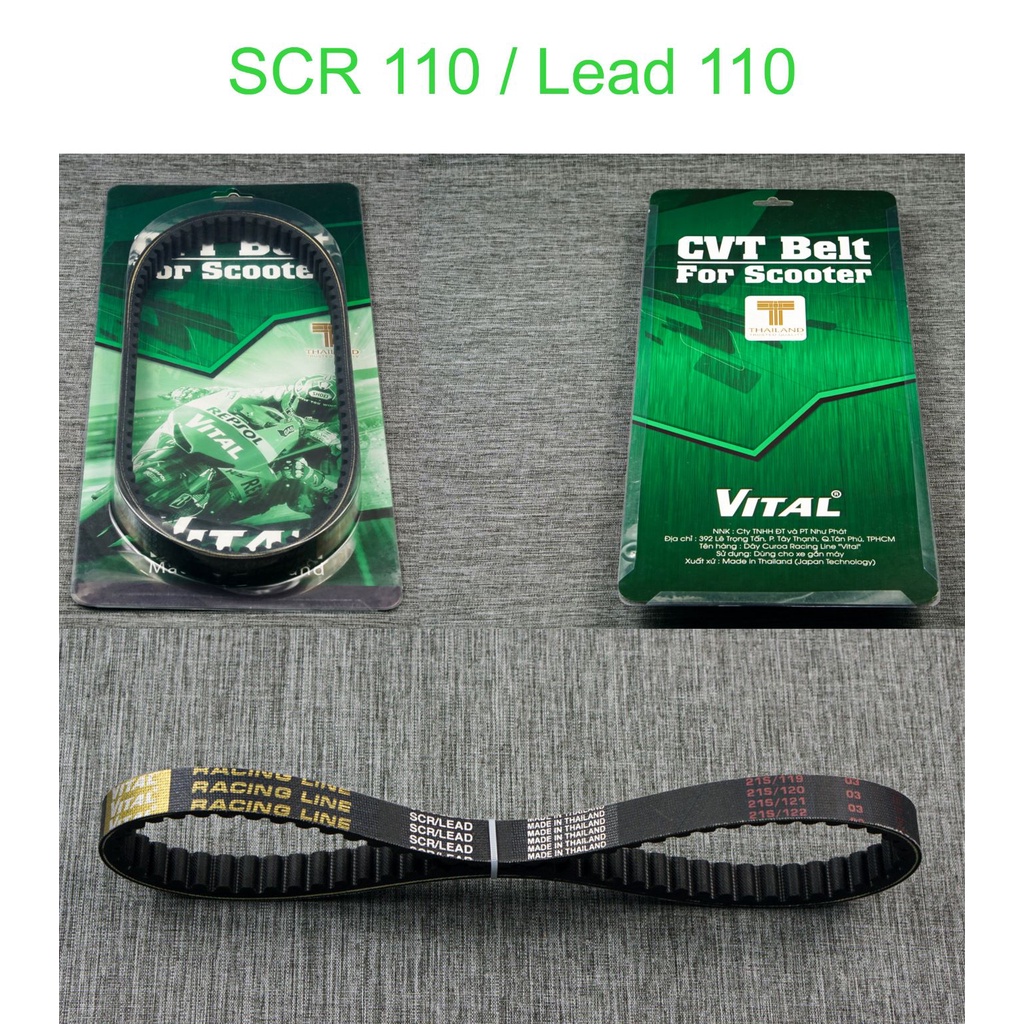 BG Dây curoa SCR 110, LEAD 110 loại cao cấp đi trên 40.000Km - Day curoa VITAL chính hãng Thái Lan