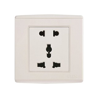 Bộ ổ cắm 5 chấu mặt vuông màu trắng Uten V4