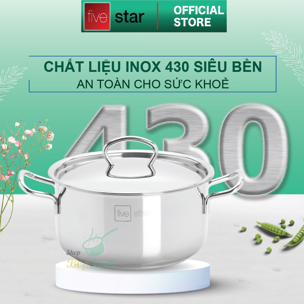 Bộ 2 nồi và 1 chảo chống dính 3 đáy từ inox 430 FiveStar Standard nắp inox  , dùng được mọi bếp