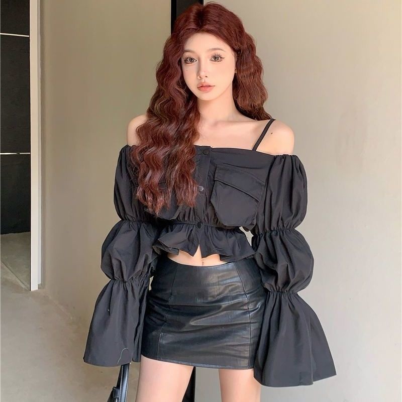 Áo Kiểu Tay Phồng Một Bên Vai Thời Trang Mùa Xuân 2023 Dành Cho Nữ