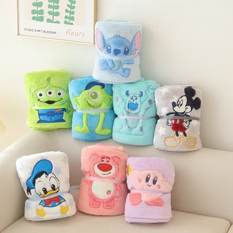 DISNEY Chăn Bông Cuộn Hình Mickey Donald Stitch Kirby Sullivan Alien Cho Trẻ Em