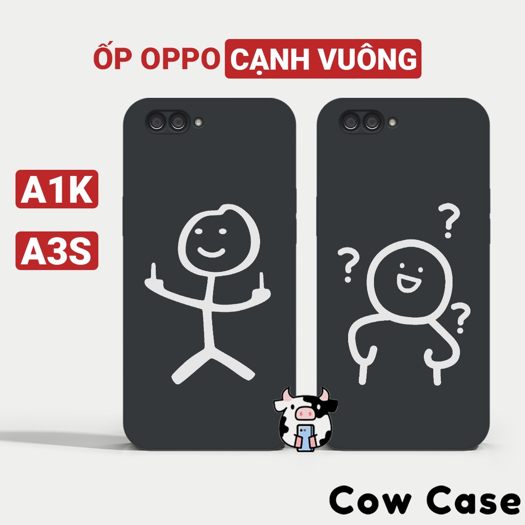 Ốp lưng Oppo A3s / A1k cạnh vuông Cowcase | Vỏ điện thoại Oppo bảo vệ camera toàn diện 6BC