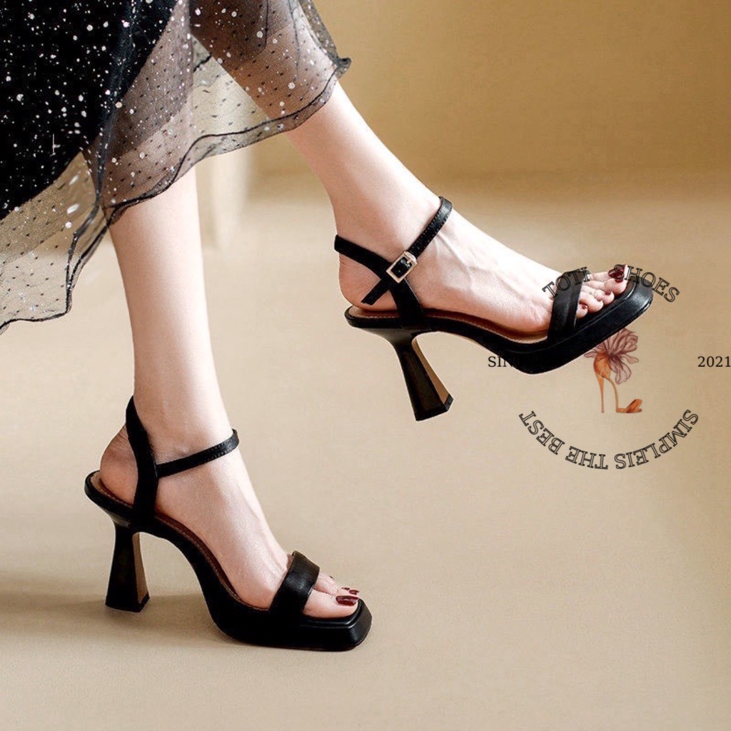 SANDAL CAO GÓT TOTIIE STORE - GIÀY THỜI TRANG QUAI NGANG 7 PHÂN - GUỐC NỮ MŨI VUÔNG ĐÚP G2304020