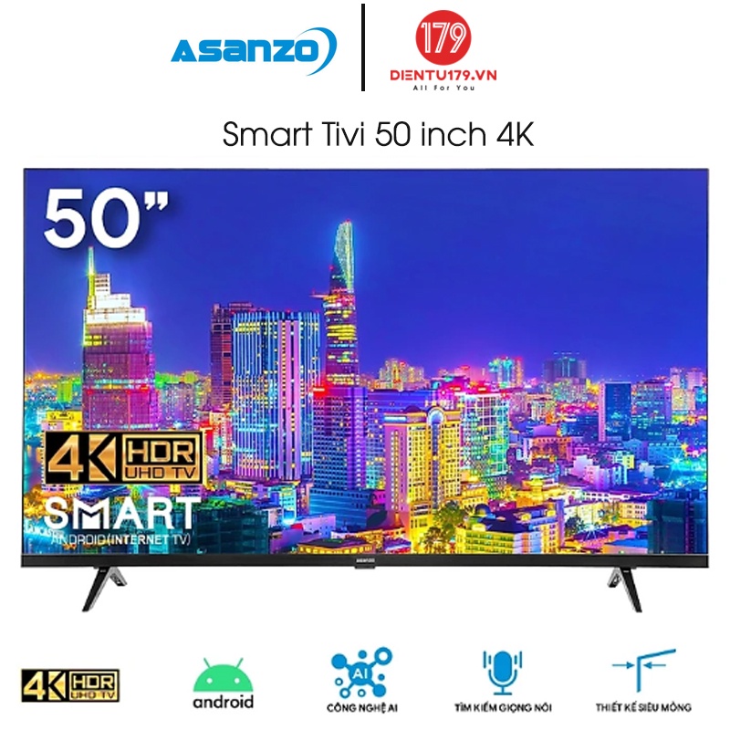 Tivi 50U72 Smart Asanzo 50 inch 4K UHD Voice seach