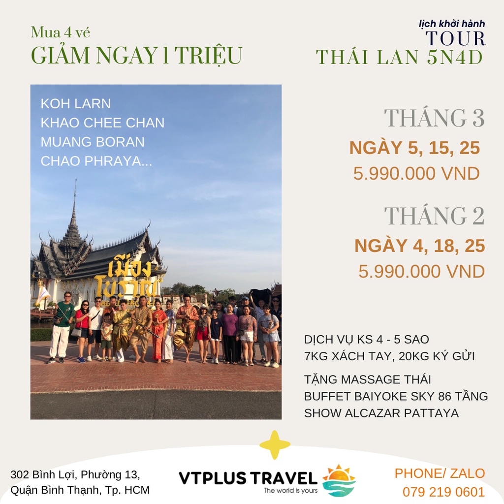 TOUR THÁI LAN 5N4Đ 2023 - KHỞI HÀNH MỖI NGÀY