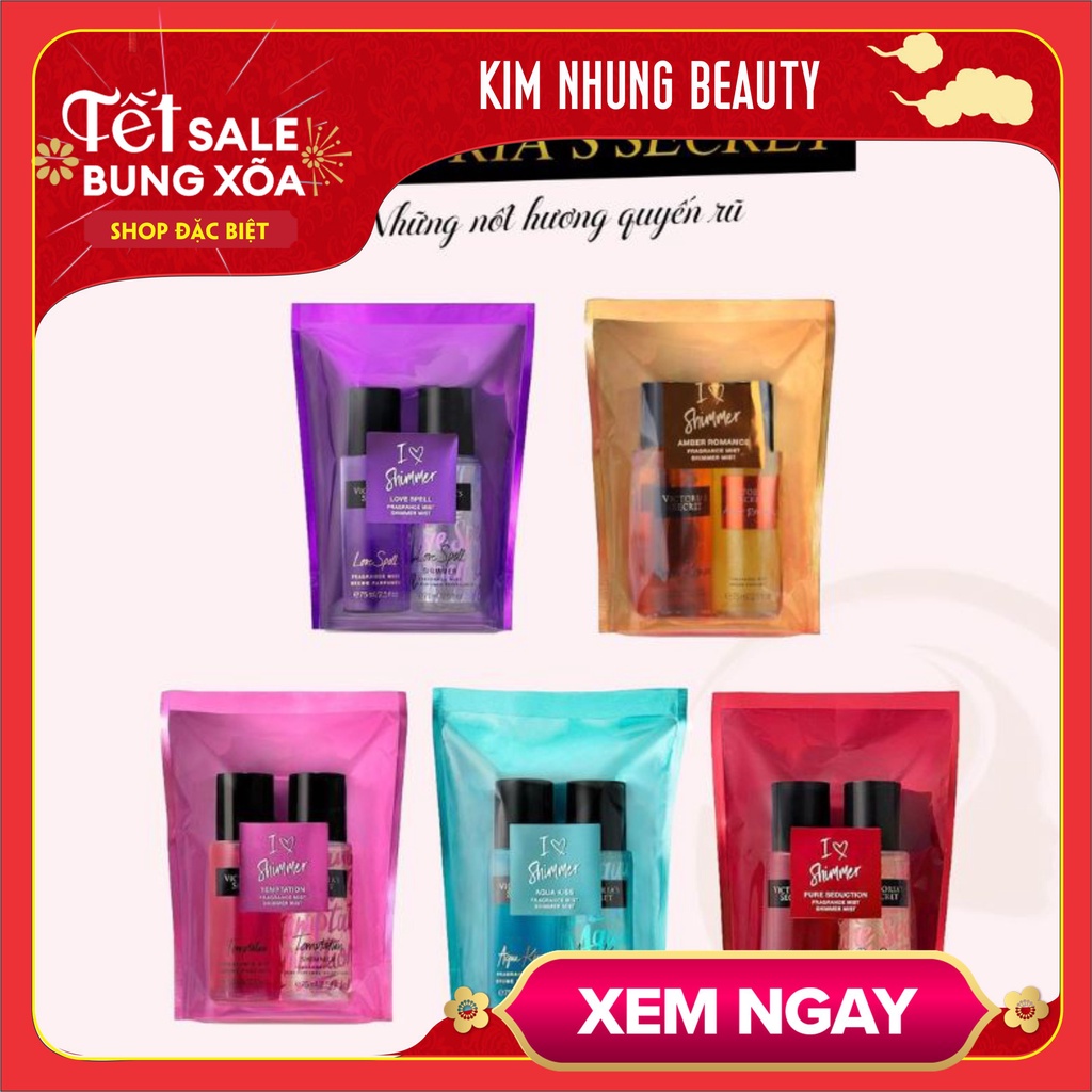 Set 2 Xịt thơm body Victoria’s Secret I Love Shimmer Gift Set