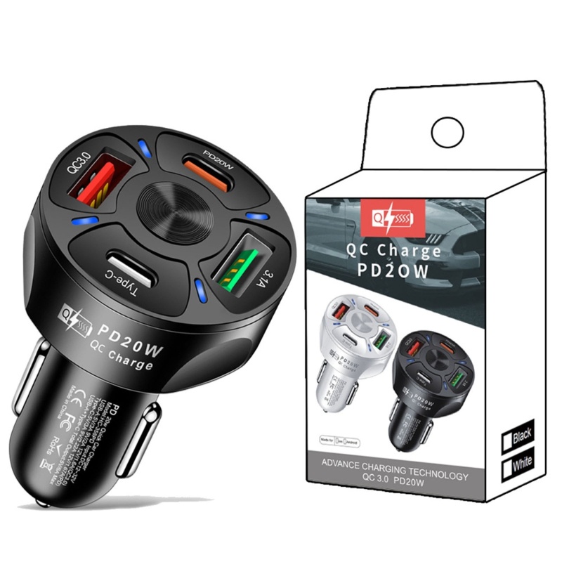 Cục Sạc Nhanh QC3.0 PD20W USB Cho Điện Thoại Di Động Bốn Phương Tiện