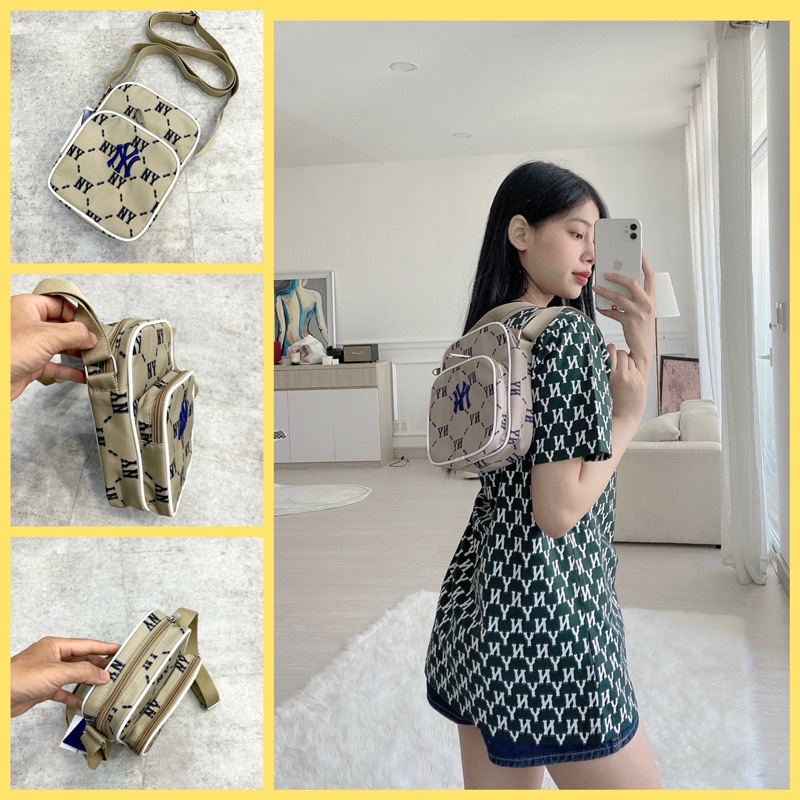 Túi Đeo Chéo Nam Nữ M.L.B In Full Màu Be Đầy Đủ Tem Tag Siêu Đẹp, Hàng Chính Hãng.