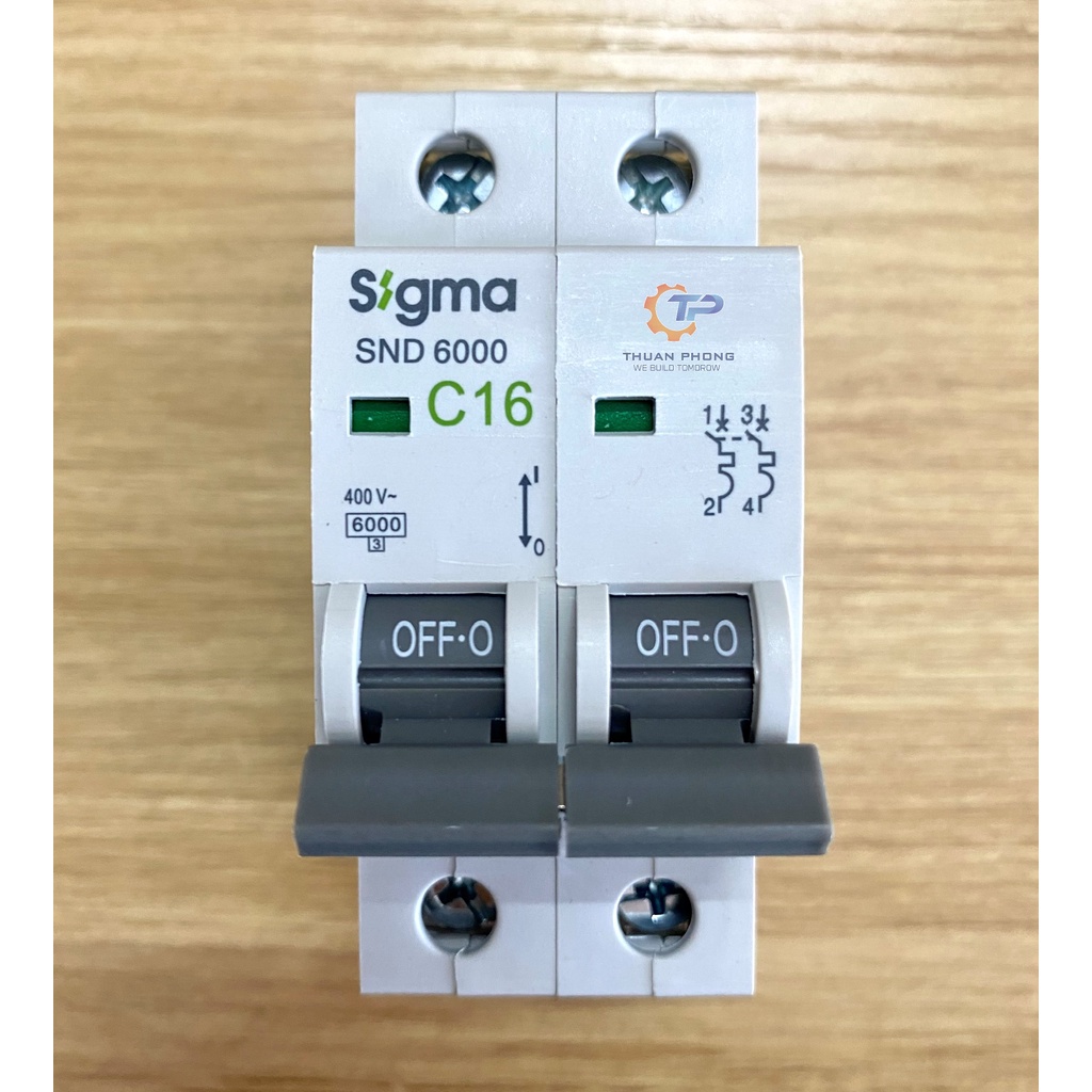 Cầu dao Sigma MCB loại SND6000, 2P, dòng cắt 6kA