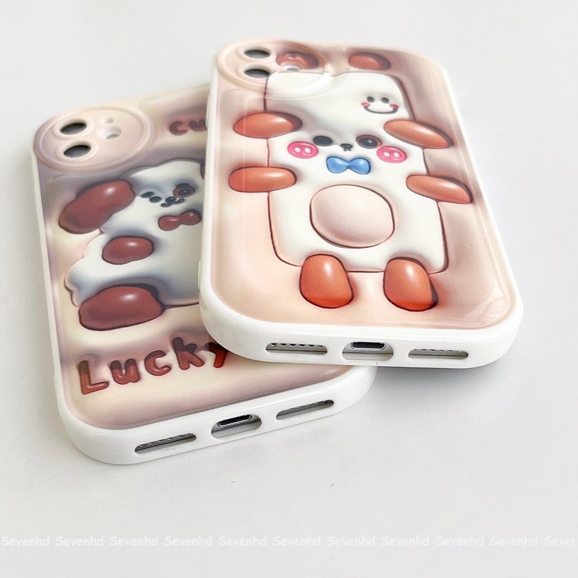 Ốp Điện Thoại Mềm Họa Tiết Chú Cún 3D Dễ Thương Cho iPhone 14 13 12 11 Pro Max X XR Xs Max 8 7 6 6s Plus SE 2020