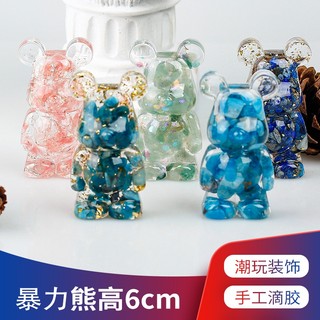Mặt dây chuyền bằng pha lê epoxy tự nhiên hình gấu trang trí vườn