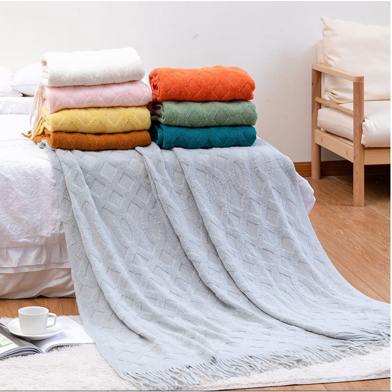 Khuyến mãiChăn dệt kim văn phòng/sofa sắc màu Vintage Retro mang phong cách Bắc Âu