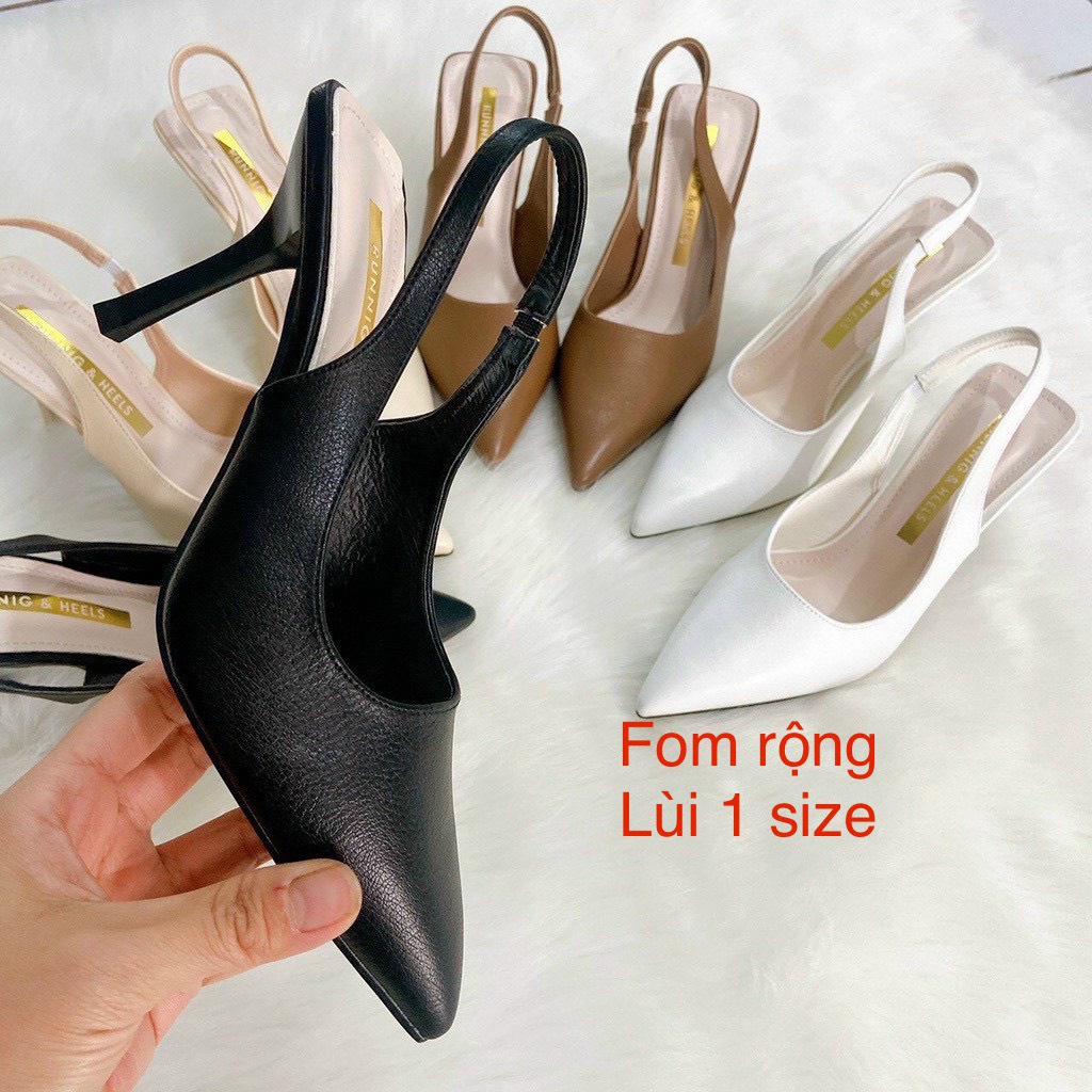 Giày Cao Gót Nữ 7 Phân Trơn Tôn Dáng Với Chất Da Mền Bền Lên Chân Sang Đẹp Fom Rộng Lùi 1 Size