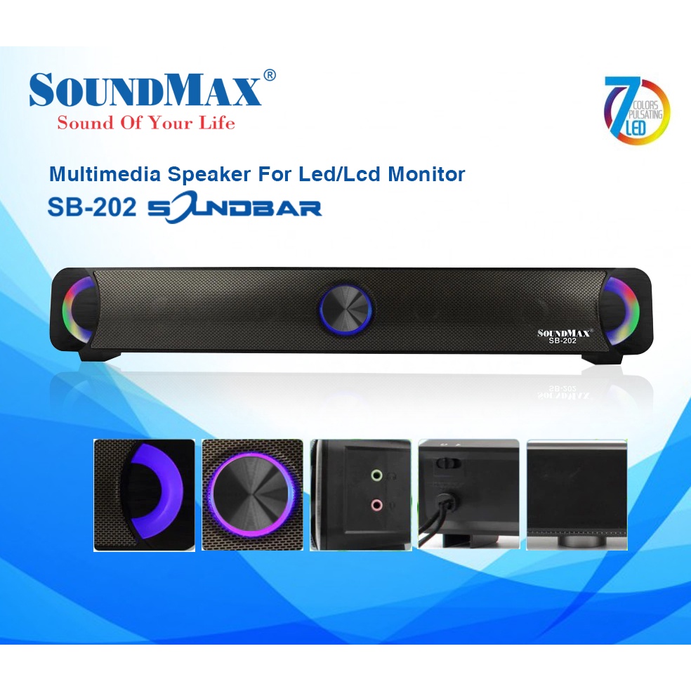 Loa soundbar Để Bàn SEKA-SOUNDMAX SB-202 Tích Hợp Led 7 Màu, Kiểu Dáng Nhỏ Gọn Cho Âm Thanh Cực Đỉnh
