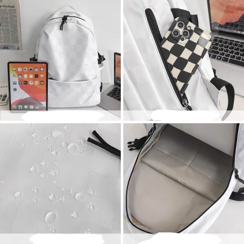 Balo chống nước kẻ Caro cá tính học sinh sinh viên đựng vừa laptop sách vở đi học đi làm cặp unisex balo thời trang