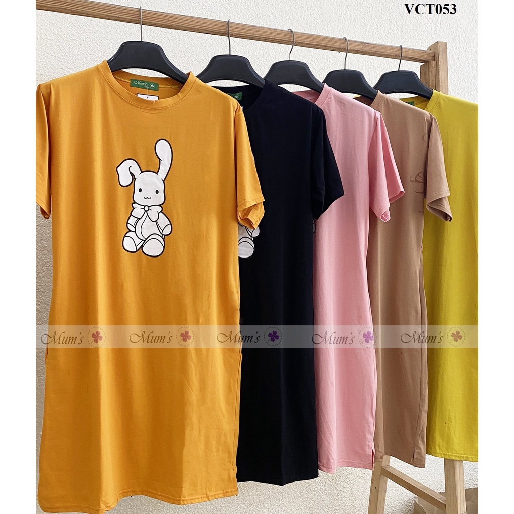 Đầm bầu mùa hè Mum's Shop, váy cotton free size hình thỏ siêu dễ thương