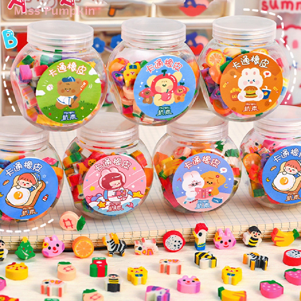 Bộ 50 Cục Tẩy Bút Chì Hình Động Vật Trái Cây Mini Dễ Thương