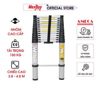 Thang nhôm rút đơn xếp gấp gọn thông minh 2-5m Ameca AMD thương hiệu Mỹ bảo hành chính hãng 18 tháng giao hỏa tốc HN AMC