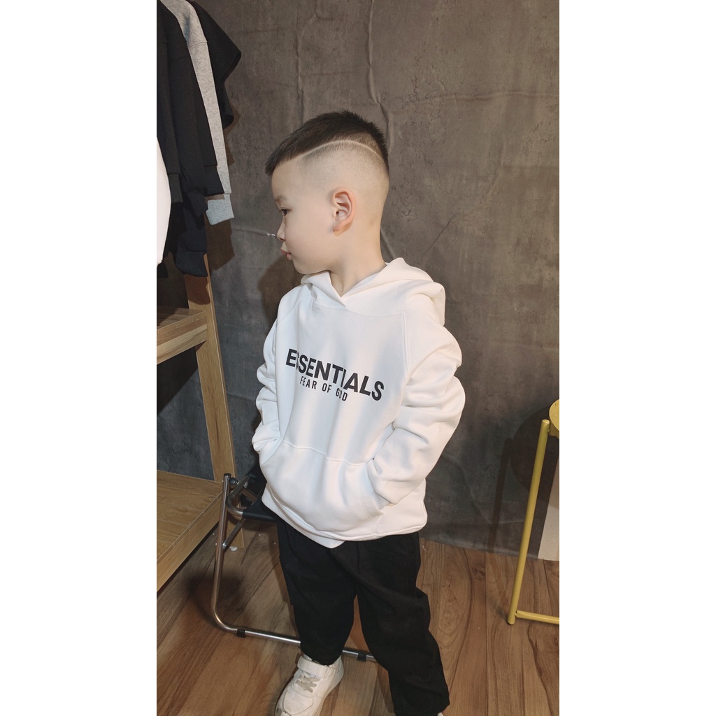 Áo hoodie essentials trẻ em, áo nỉ form rộng unisex cho bé, mono.kids