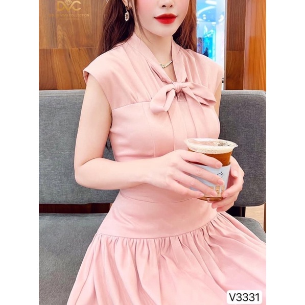 V3331 váy xoè màu hồng
