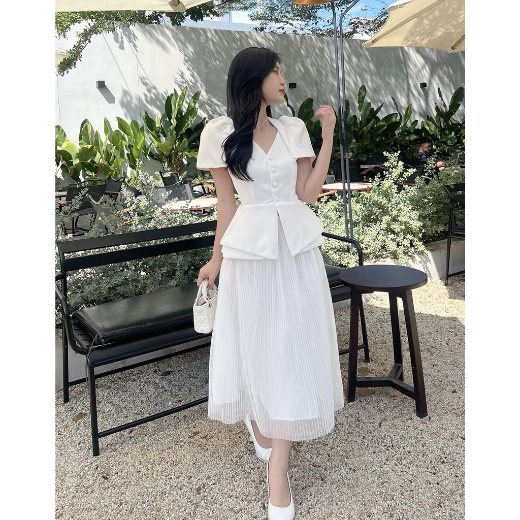 BBSTORE'S Áo PePlum Tay Phồng Thời Trang Đi Làm Sang Trọng -CSA1641