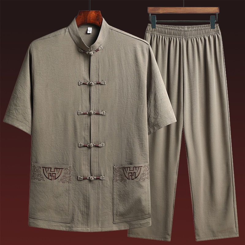 Bộ Quần Áo Ngắn Tay Phong Cách Trung Hoa Cho Đàn Ông Trung Niên