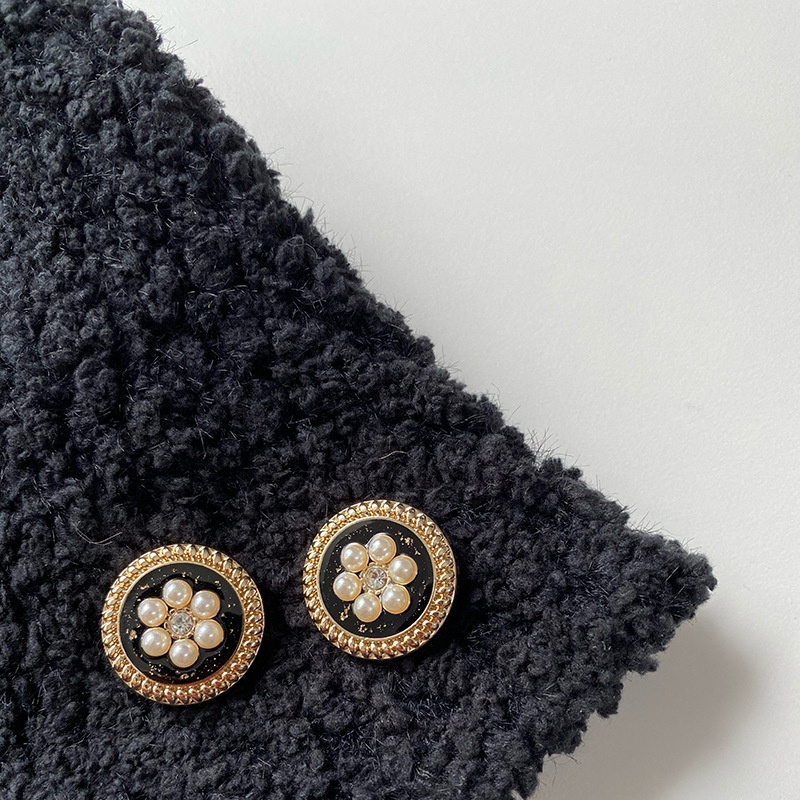 5 Nút Áo Tròn Đính Ngọc Trai Giả Bằng Kim Loại 18 / 23 / 25mm