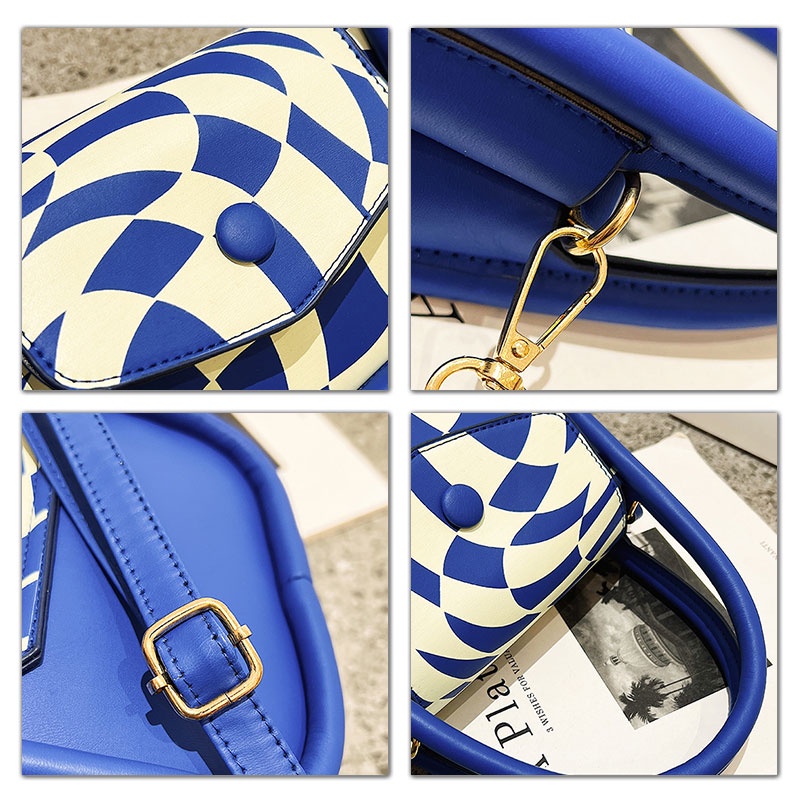 Menas Túi Đeo Vai Hình Vuông Nhỏ Bằng Da PU Màu Tương Phản Thời Trang Thường Ngày