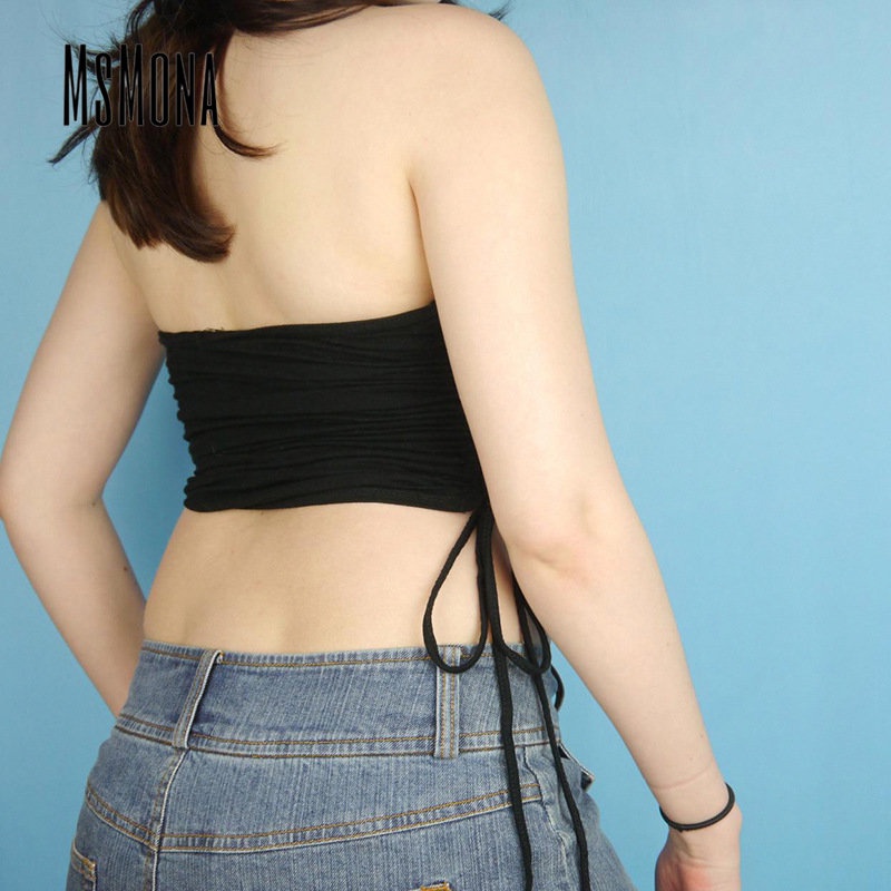 MsMona Áo Tank Top Hai Dây Màu Trơn Thời Trang 2023 Quyến Rũ Cho Nữ