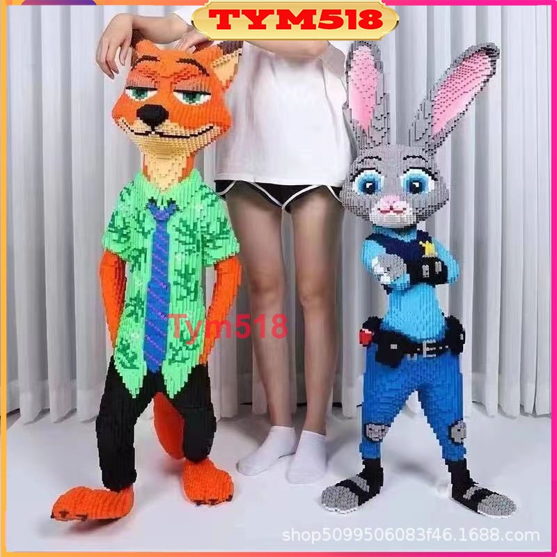 le.go cáo nick và thỏ zootopia judy 115cm Đồ chơi lắp ráp mô hình cỡ lớn Hàng Đẹp bear bricK.