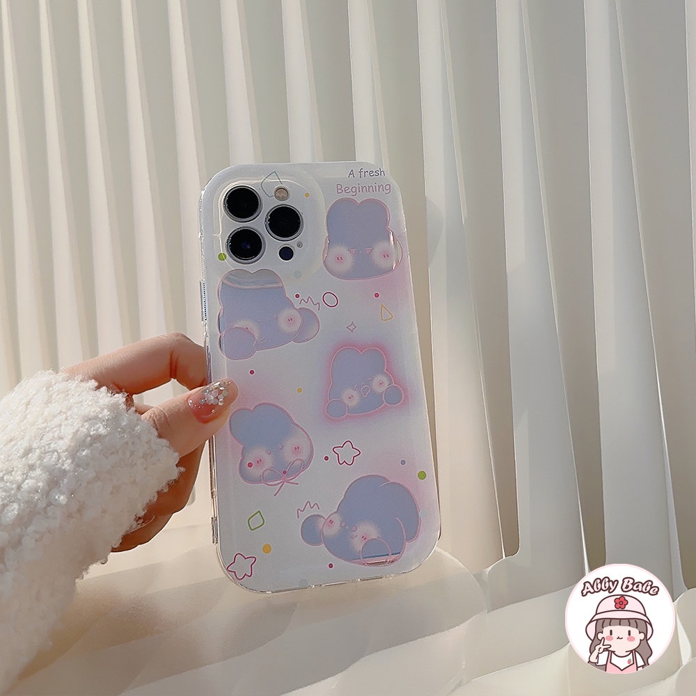 Ốp Điện Thoại TPU Dẻo Màu Laser Họa Tiết Chú Thỏ Hồng Dễ Thương Chống Bụi Bẩn Cho IPhone 14 Pro Max 13 12 11 Pro Max