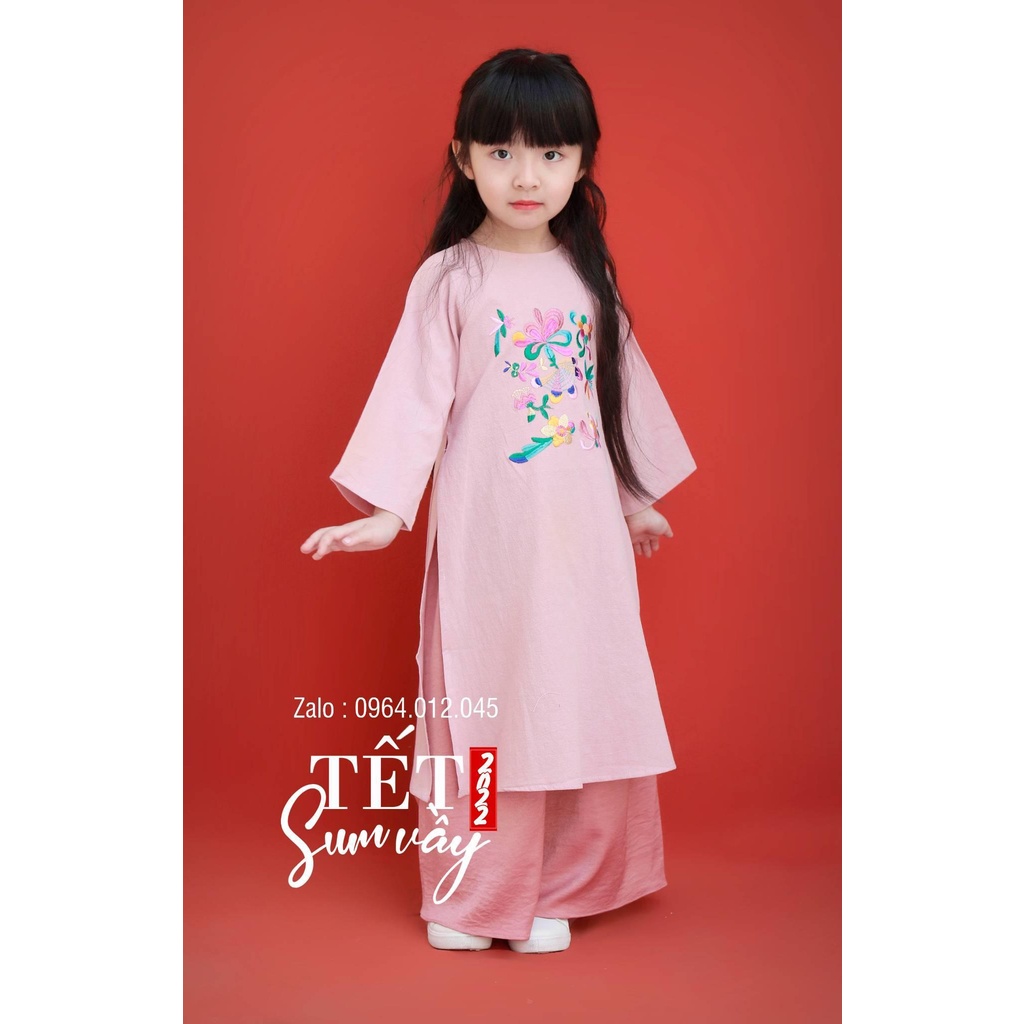 Áo Dài Thô Thêu Bé Gái - MSP 2526