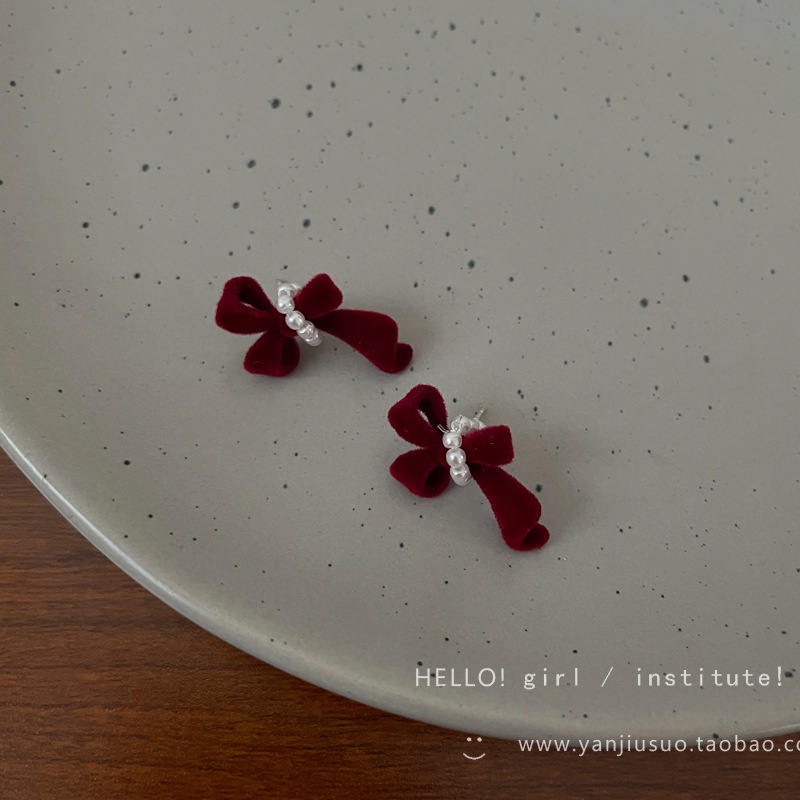 Bông Tai Mạ Bạc 925 Hình Nơ Đính Ngọc Trai Đơn Giản Dễ Phối Đồ