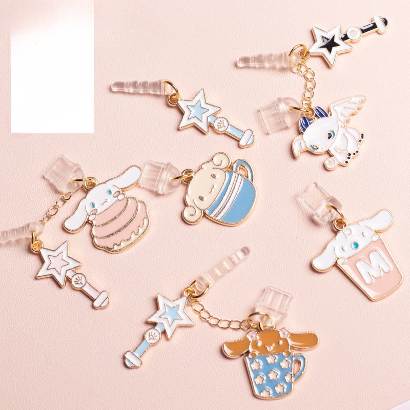 Nút Cắm Chống Bụi Cho Cổng Sạc Tai Nghe / Cáp Sạc Điện Thoại Di Động diy Hình Rồng Kuromi Thỏ Cinnamon Dog Kỳ Lân Hoạt Hình Trang Trí Chống Bụi