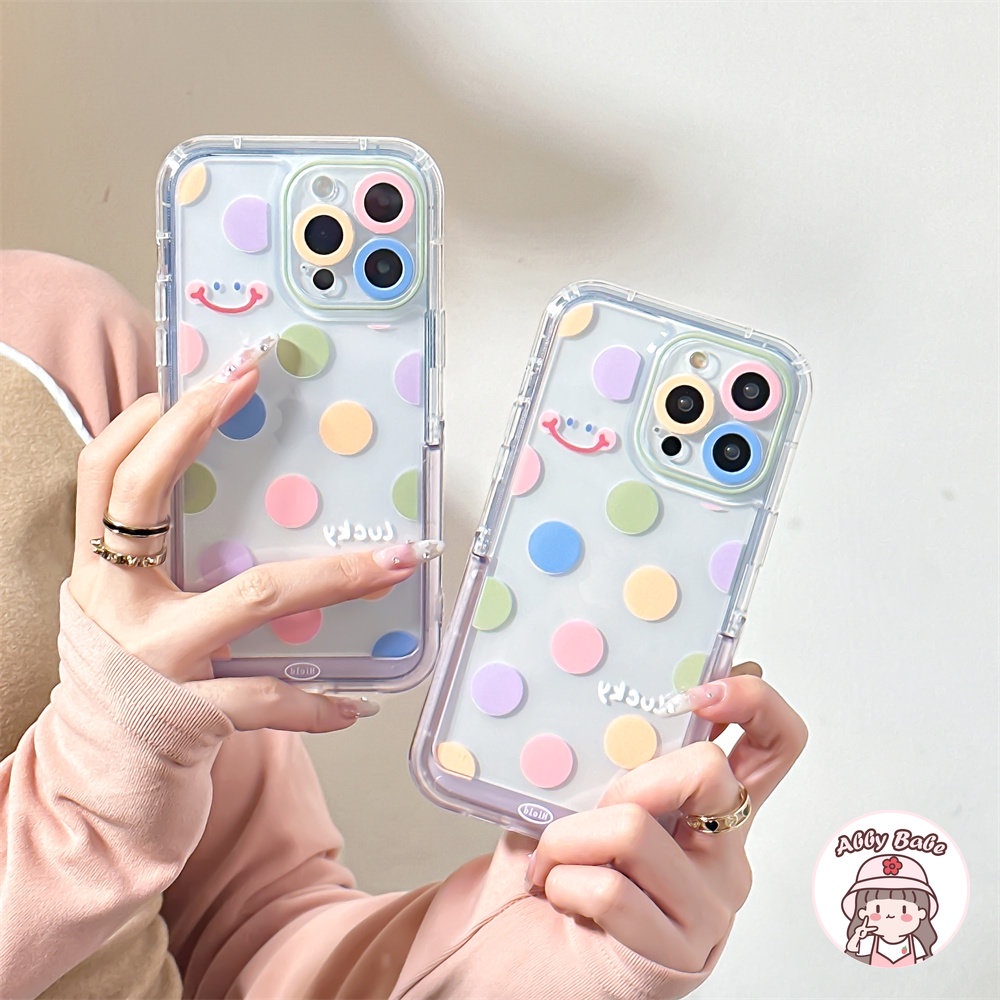 Ốp Điện Thoại TPU Mềm Chống Sốc Họa Tiết Chấm Bi / Mặt Cười Nhiều Màu Sắc Cho Iphone 13 12 11 Pro Max XR 8 7 Plus