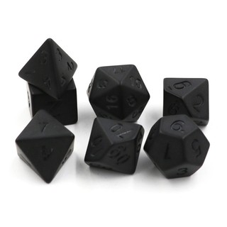 Set 7 Xí Ngầu Đa Diện Màu Đen