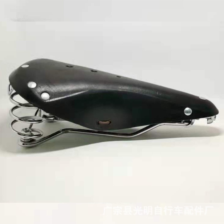 Yên Xe Đạp Lò Xo Kiểu Retro Bằng Da Bò Chất Lượng Cao