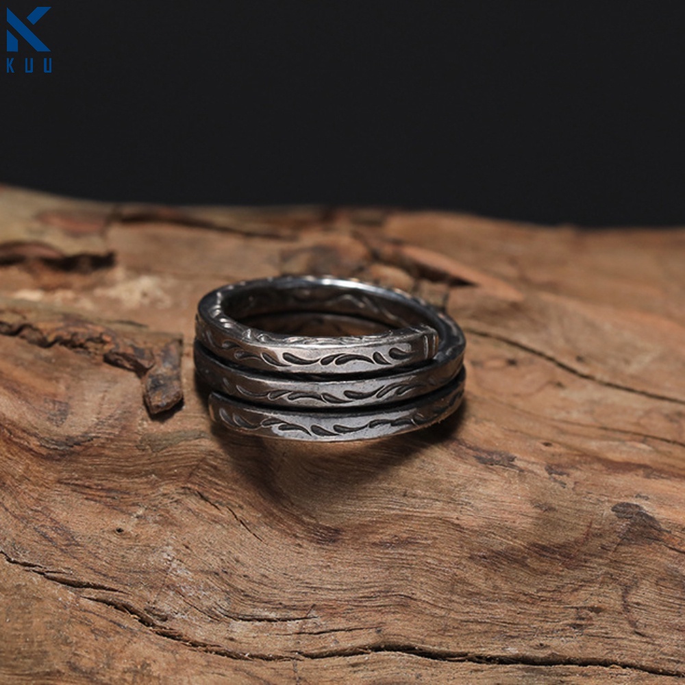 Nhẫn nam nữ unisex màu bạc thời trang Kuu Clothes chất liệu Titan đẹp đơn giản - Nhẫn Hazel