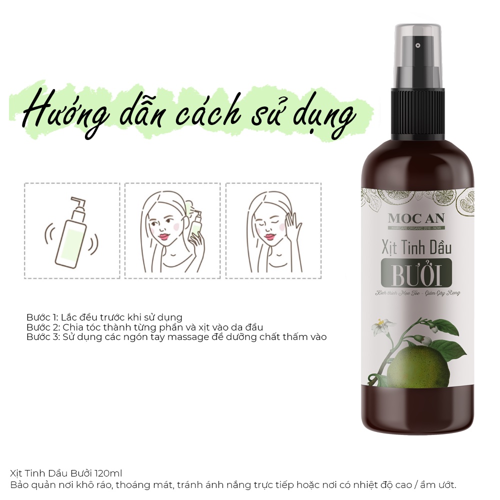 [BT120] Tinh Dầu Bưởi Xịt Tóc Tiêu Chuẩn [120ML] Mộc Ân Haircare