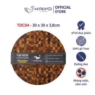 Thớt chặt gỗ teak đầu cây KAIYO hình tròn, đường kính 30cm, dầy 3,8cm