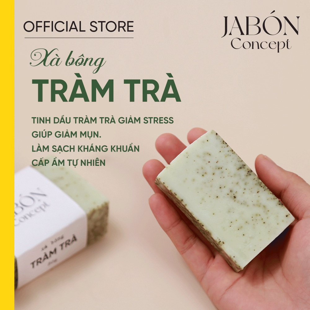 Xà Bông Handmade 80gram Bạc Hà và Tinh Dầu Tràm Trà Xà Phòng Hữu Cơ Giảm Mụn Thiên Nhiên Jabón Concept