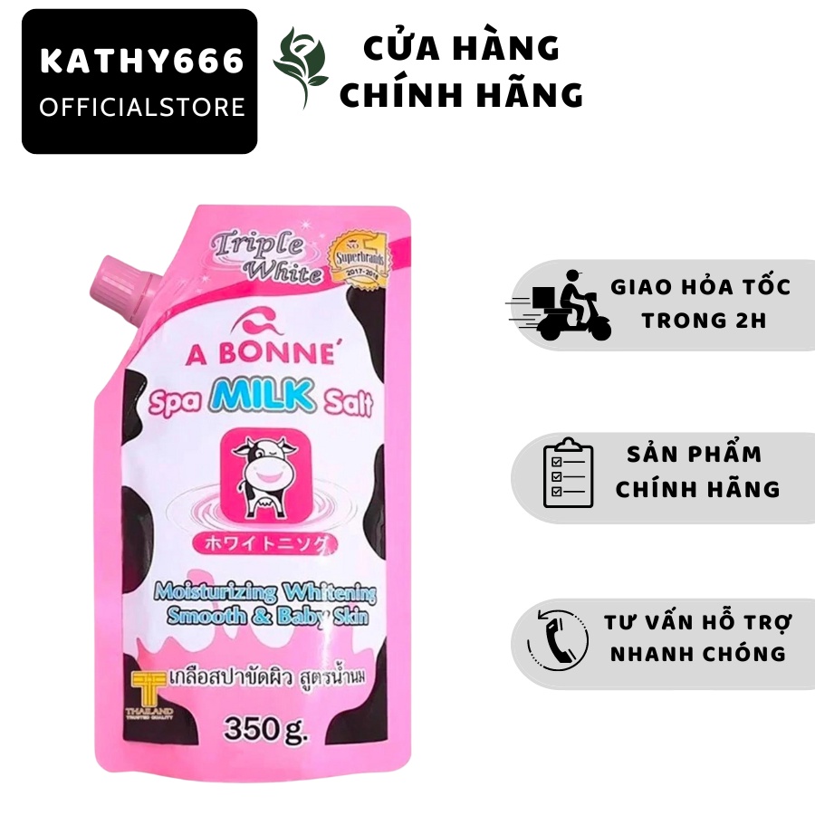 Muối Tắm ABONNE Tẩy Tế Bào Chết thái lan - A Bonné Triple White Spa Milk sữa bò giảm mụn lưng Thái Lan SP000323  350g