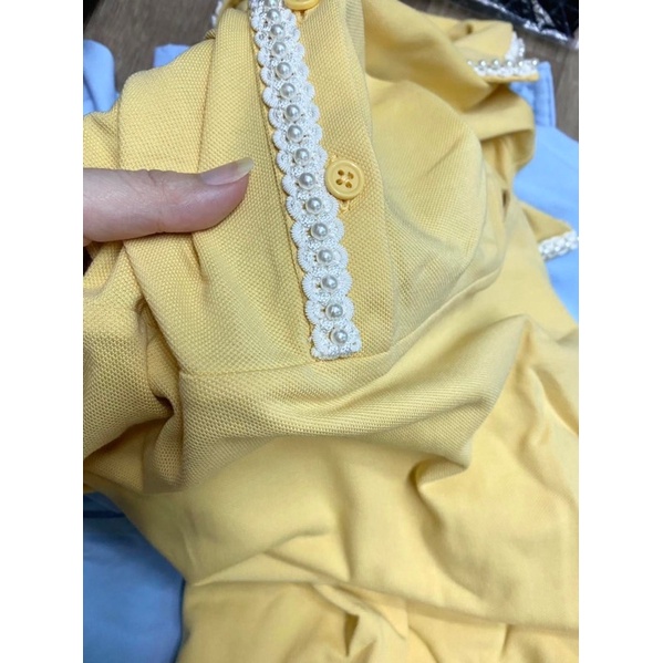 ĐẦM CỔ POLO ĐÍNH NGỌC 2 MÀU XANH VÀ VÀNG