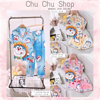 Đồ bộ mặc nhà pijama boo boo lụa bst doreamon _freesize 40-58kg